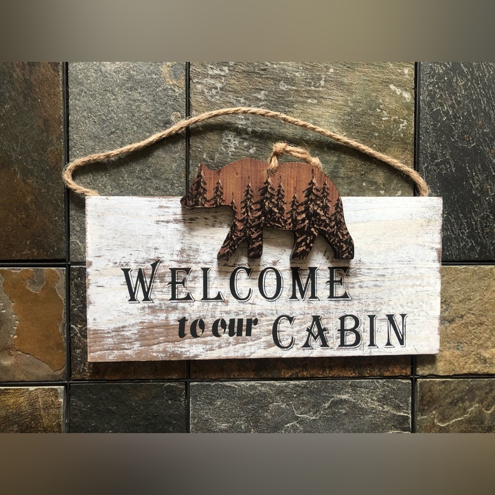 Rustic Welcome Cabin Sign 3D Bear New